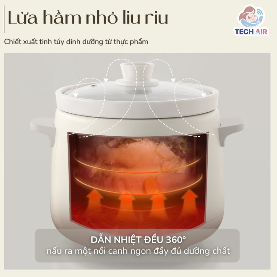 Nồi Nấu Chậm Bear SB-NNC15 1.5L - Lõi sứ tự nhiên, nấu chậm tiện lợi
