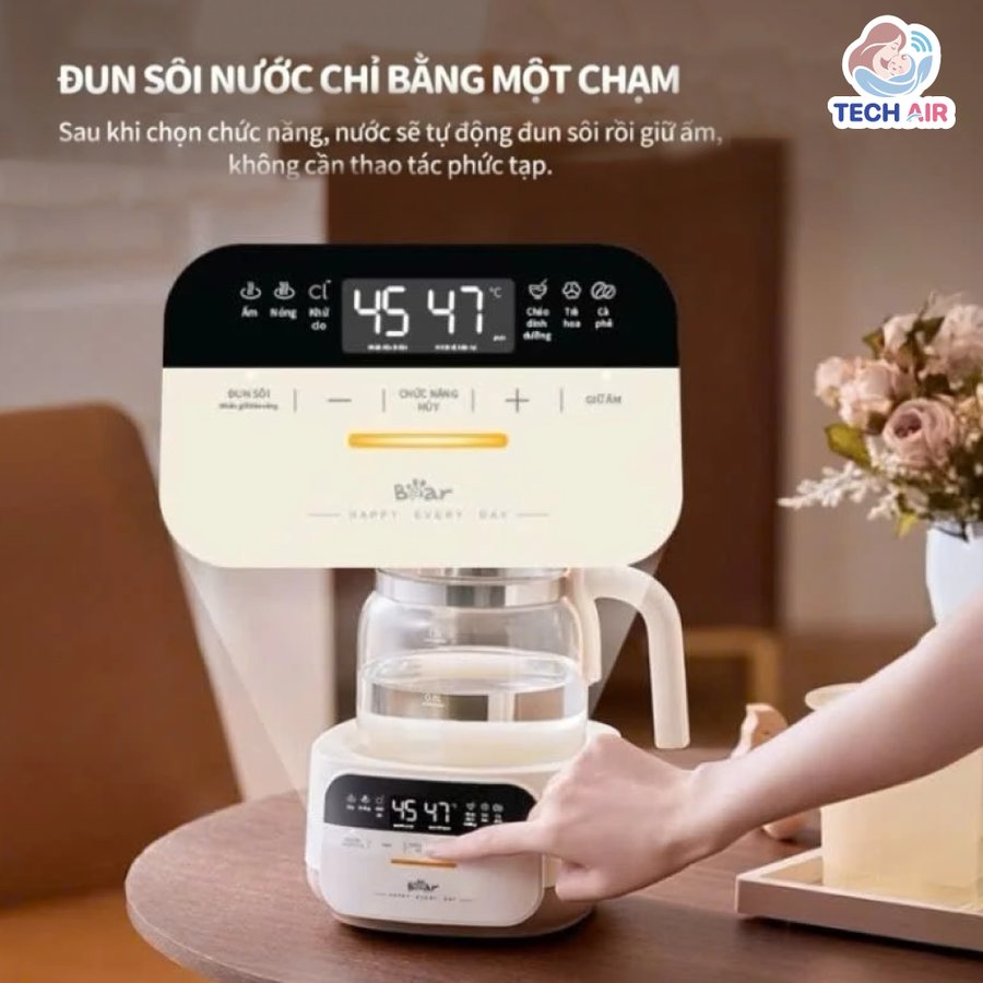 Máy Hâm Sữa Bear WW-5H12N 1.3L - Màn hình điện tử, tự ngắt khi cạn nước