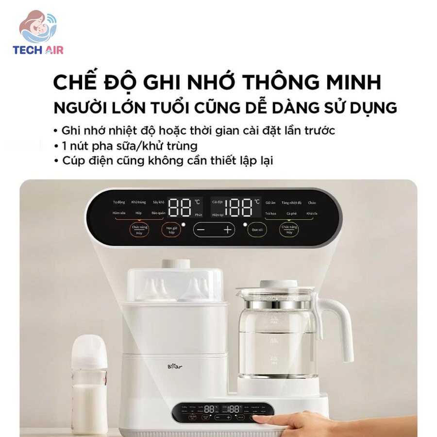 Máy Đun Nước Hâm Sữa Tiệt Trùng Bear WW-5H12V78 - Công suất 1300W, điều khiển cảm ứng