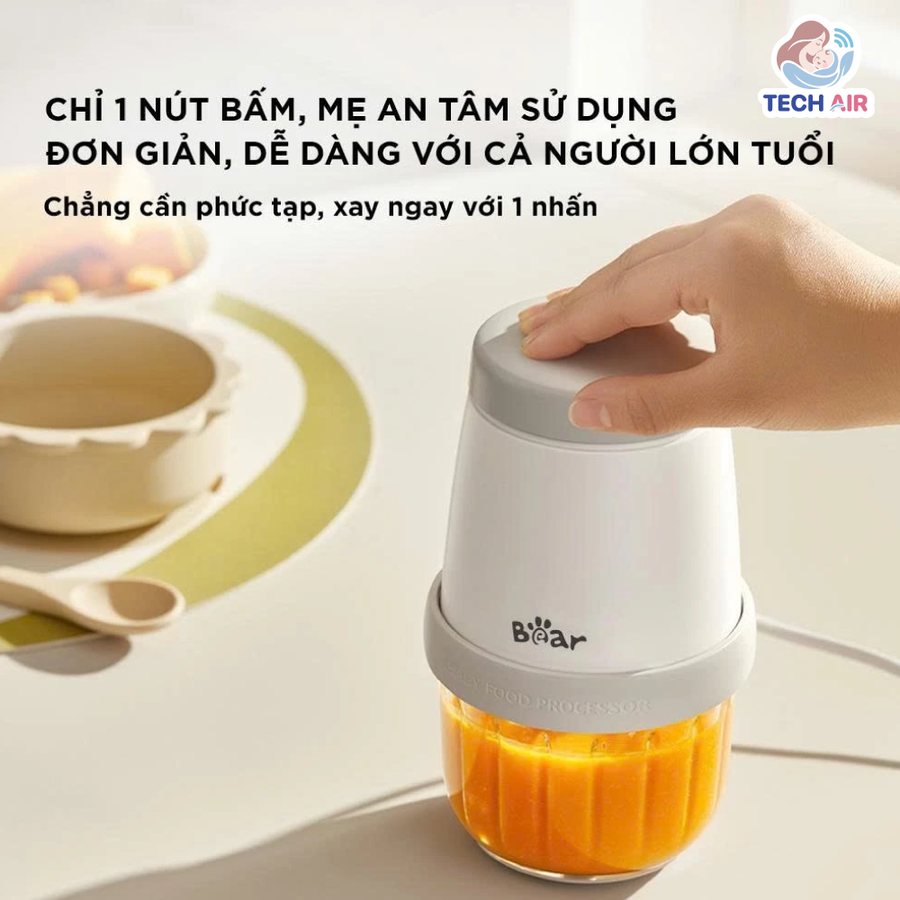 Máy Xay Ăn Dặm Bear CH-5H02D24 0.3L - Điều khiển nút nhấn, thao tác đơn giản