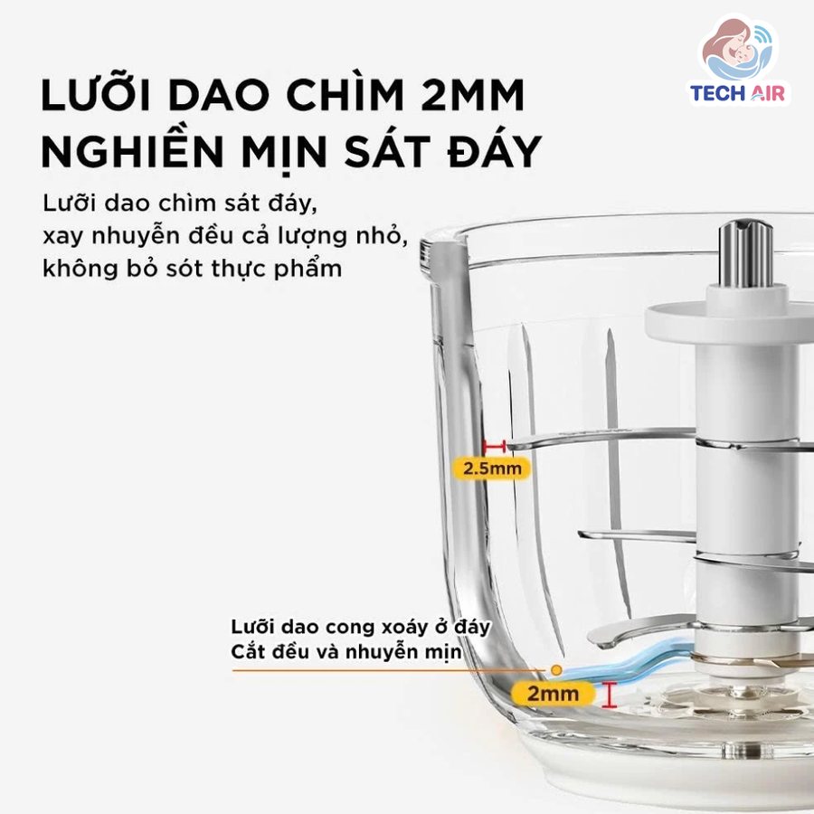 Máy Xay Ăn Dặm Bear CH-5H02D24 0.3L - Hệ thống 8 lưỡi dao inox 316L