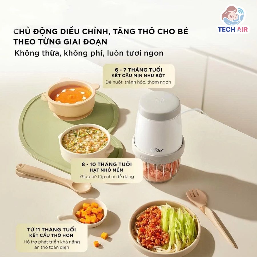 Máy Xay Ăn Dặm Bear CH-5H02D24 0.3L - Dung tích 300ml phù hợp khẩu phần ăn dặm