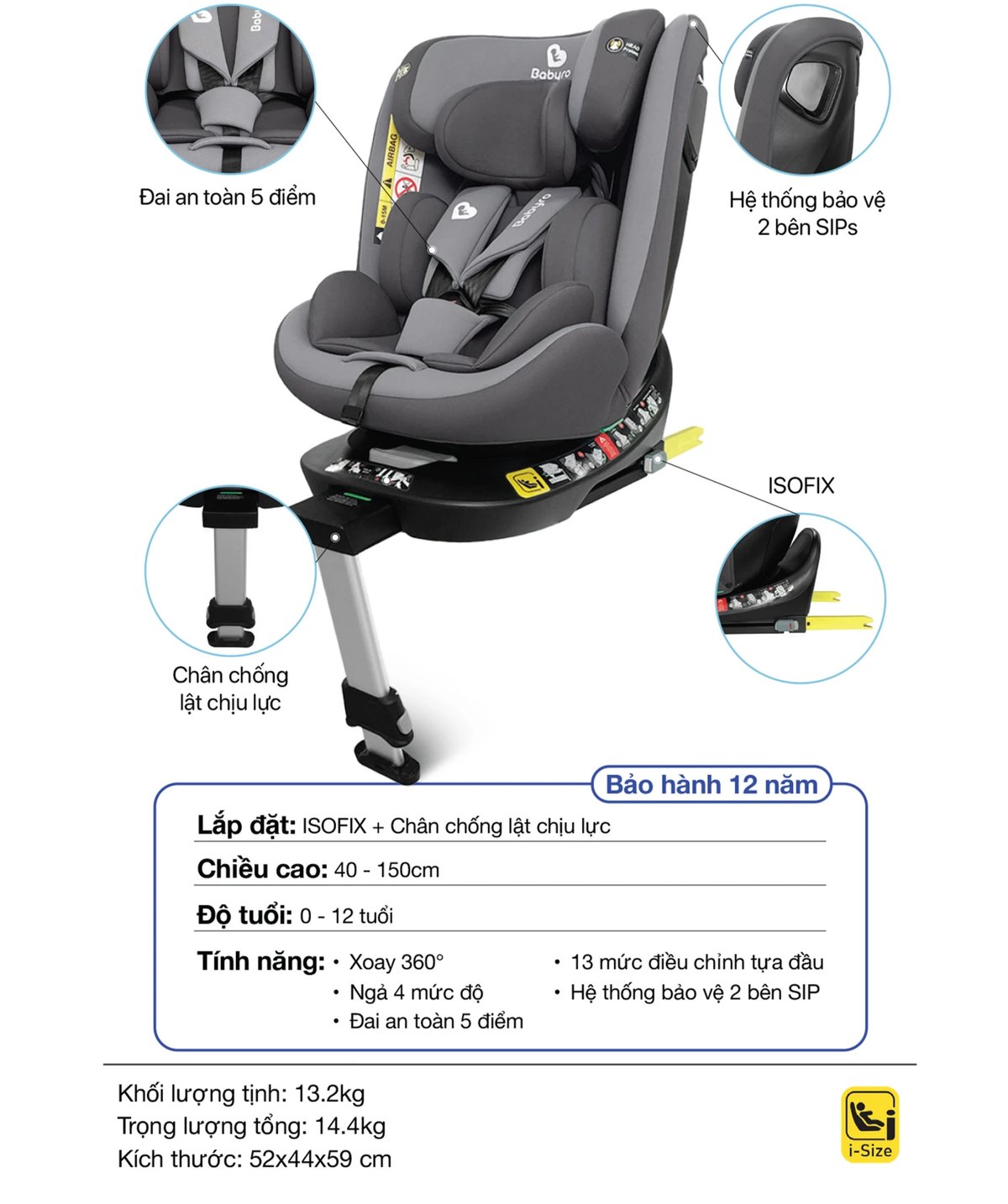 Thông số kỹ thuật Babyro i-Spinsafe Pro