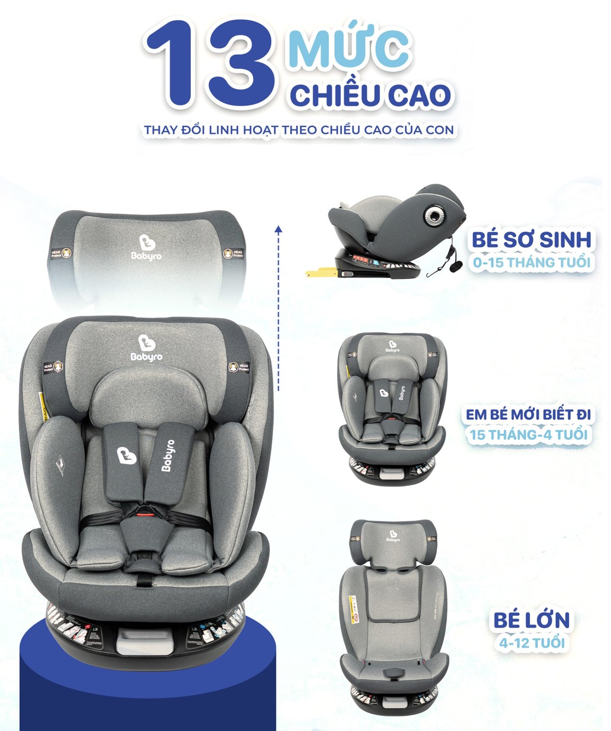 Spinsafe - 13 mức điều chỉnh chiều cao
