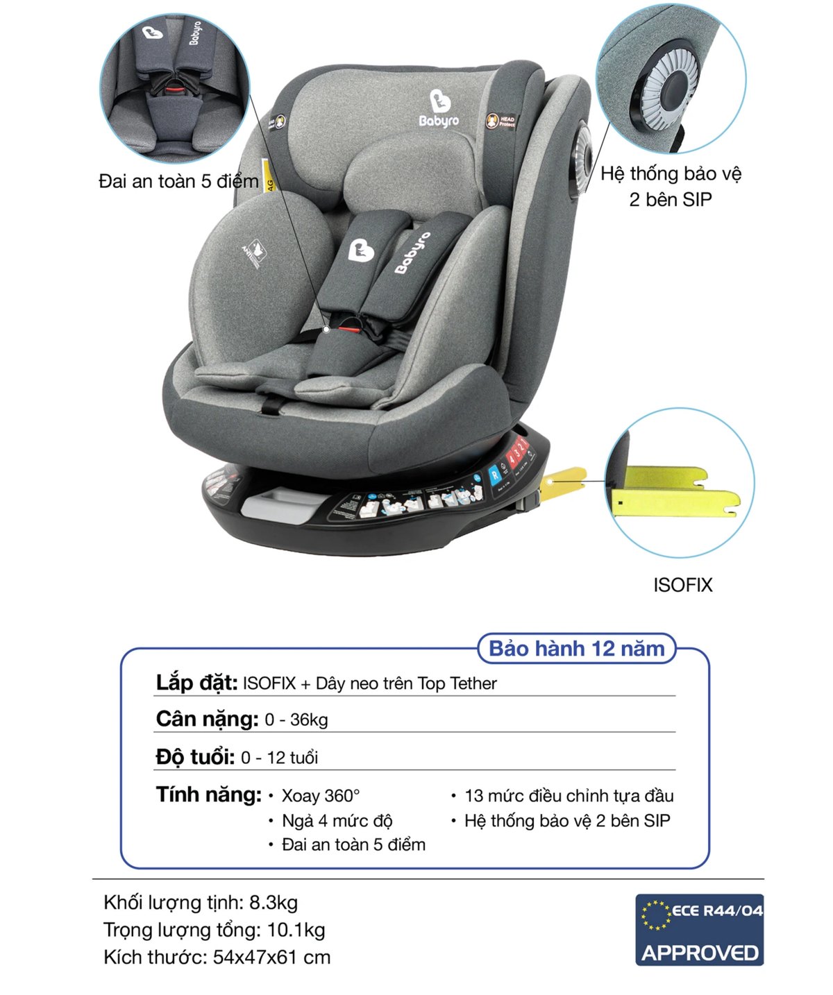 Thông số kỹ thuật Babyro Spinsafe
