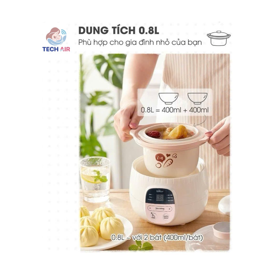 Nồi Nấu Chậm Bear 0.8L SUBE001