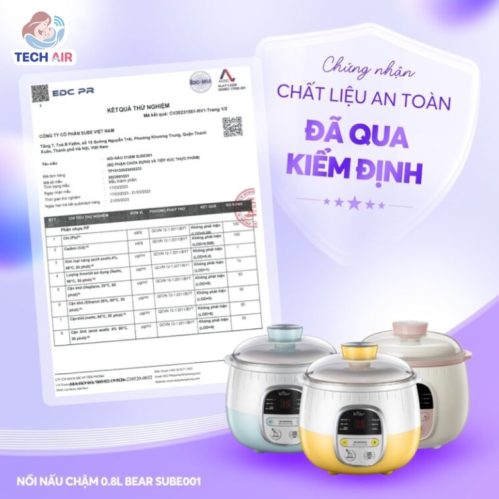 Nồi Nấu Chậm Bear 0.8L SUBE001