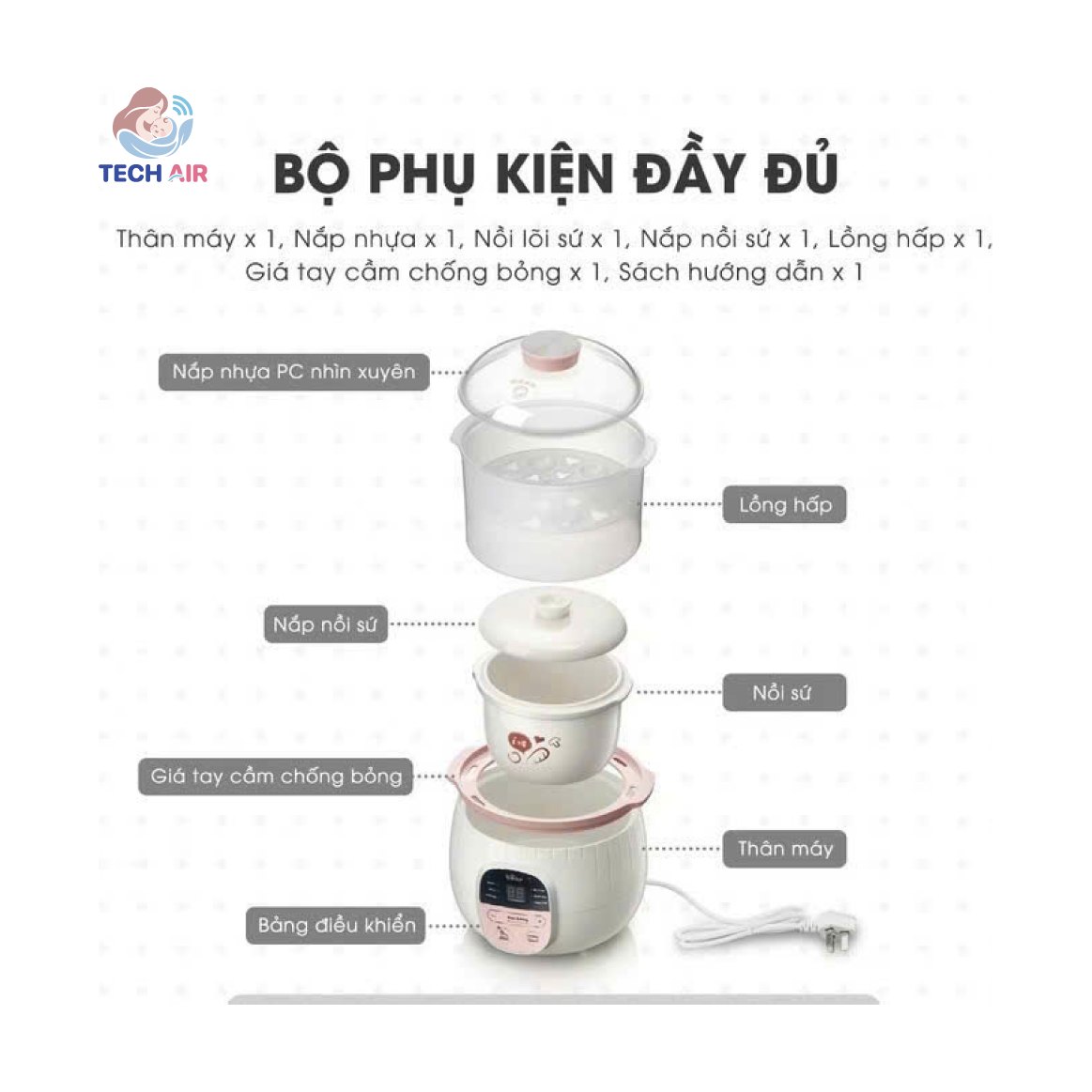 Nồi Nấu Chậm Bear 0.8L SUBE001