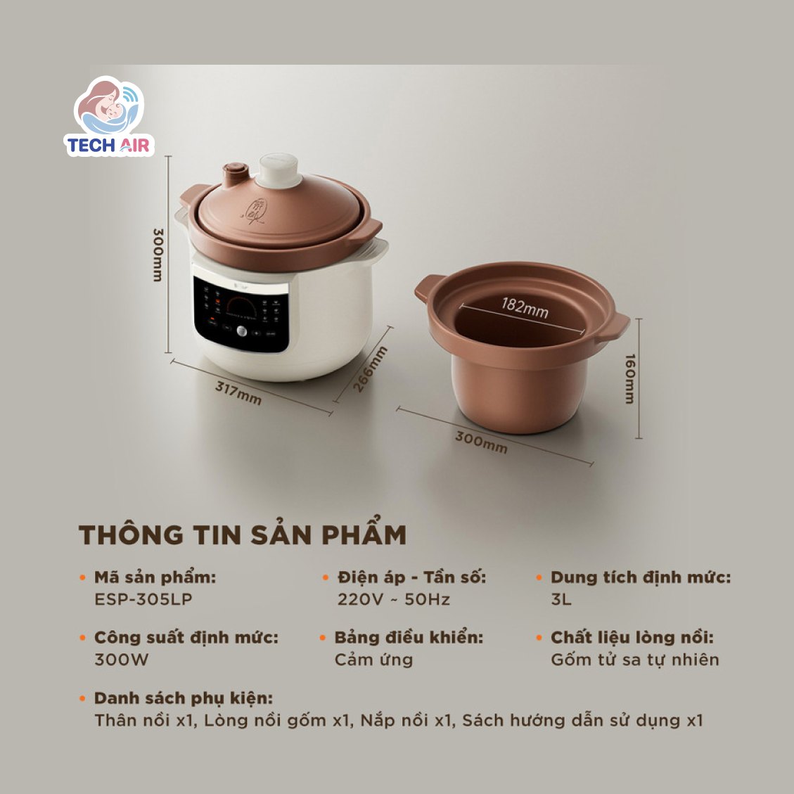 Nồi Nấu Chậm Bear 3.0L ESP-305LP